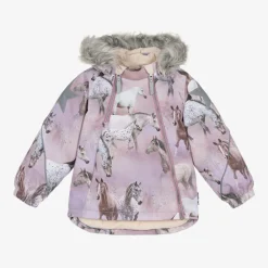 Molo Snowwear*Girls Pink Horse Padded Ski Jacket