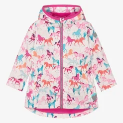 Hatley Coats & Jackets*Girls Pink Horse Print Raincoat