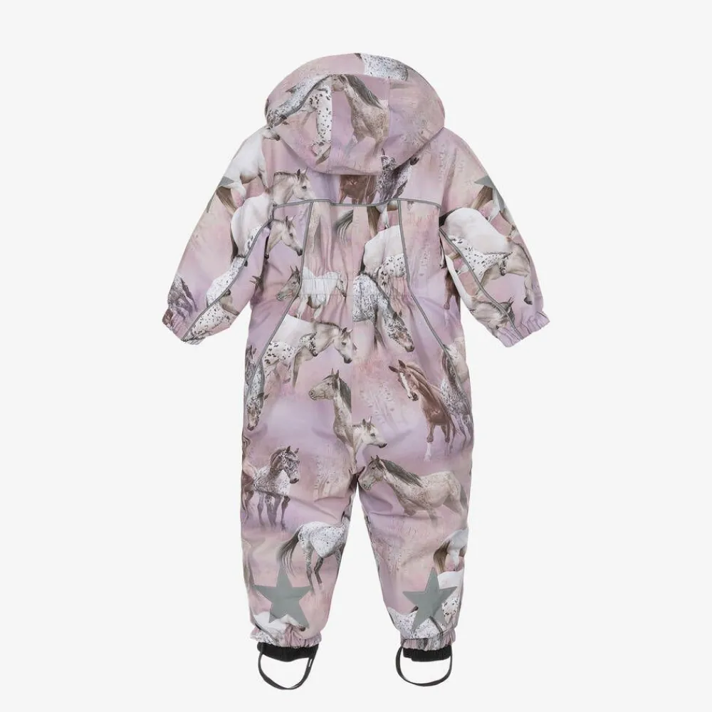 Molo Snowwear|Snowwear*Girls Pink Horse Snowsuit