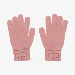 Mayoral Gloves & Mittens*Girls Pink Knitted Bow Gloves