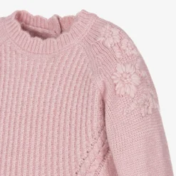 Mayoral Tops*Girls Pink Knitted Flower Sweater