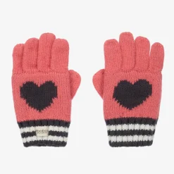 Boboli Gloves & Mittens*Girls Pink Knitted Heart Gloves