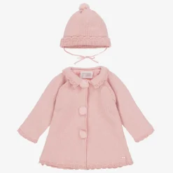 Mayoral Coats & Jackets*Girls Pink Knitted Pram Coat & Hat Set