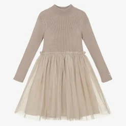 Donsje Dresses*Girls Pink Knitted Tulle Dress RoseGrey