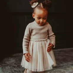 Donsje Dresses*Girls Pink Knitted Tulle Dress RoseGrey