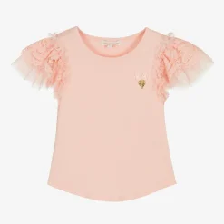 Angels Face Tops*Girls Pink Lace Sleeve Top