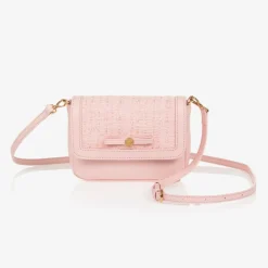 Versace Bags*Girls Pink Leather & Tweed Medusa Bag (16cm)
