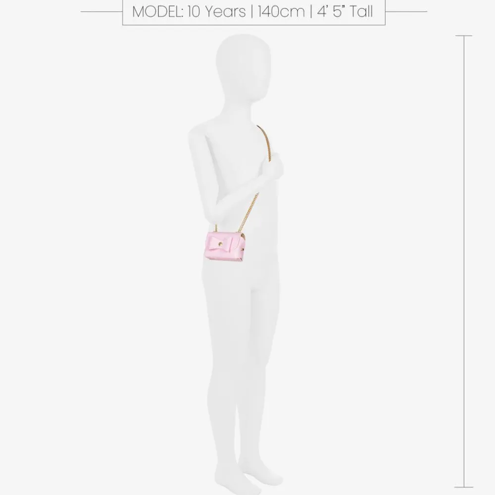 Zaccone Bags*Girls Pink Leather Bow Bag (12cm)