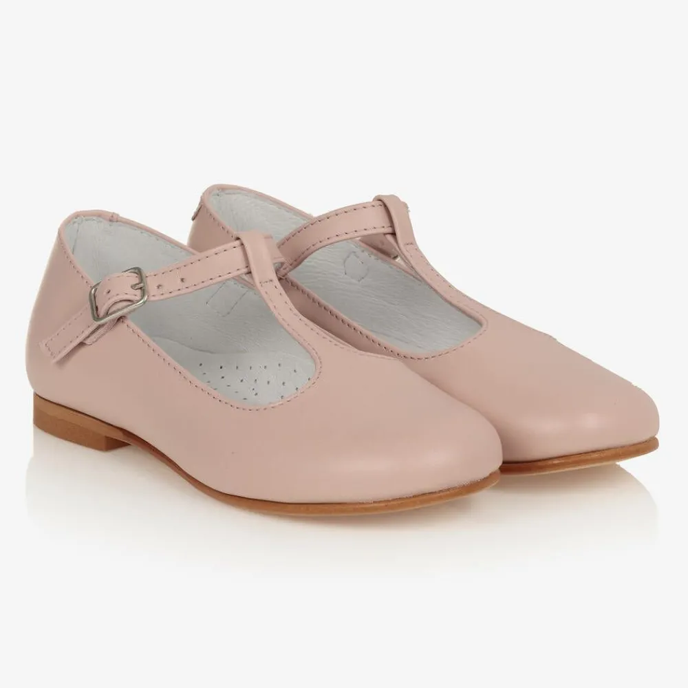 Beatrice amp; George Traditional Shoes|Bar Shoes*Girls Pink Leather T-Bar Shoes