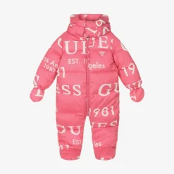 Guess Snowwear*Girls Pink Logo Print Snowsuit
