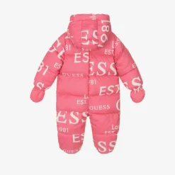 Guess Snowwear*Girls Pink Logo Print Snowsuit
