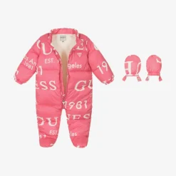 Guess Snowwear*Girls Pink Logo Print Snowsuit