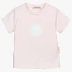 Moncler Enfant Tops*Girls Pink Logo T-Shirt