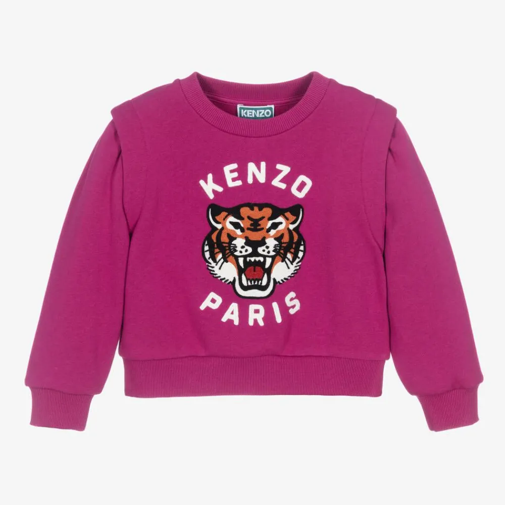 KENZO KIDS Tops*Girls Pink Lucky Tiger Sweatshirt