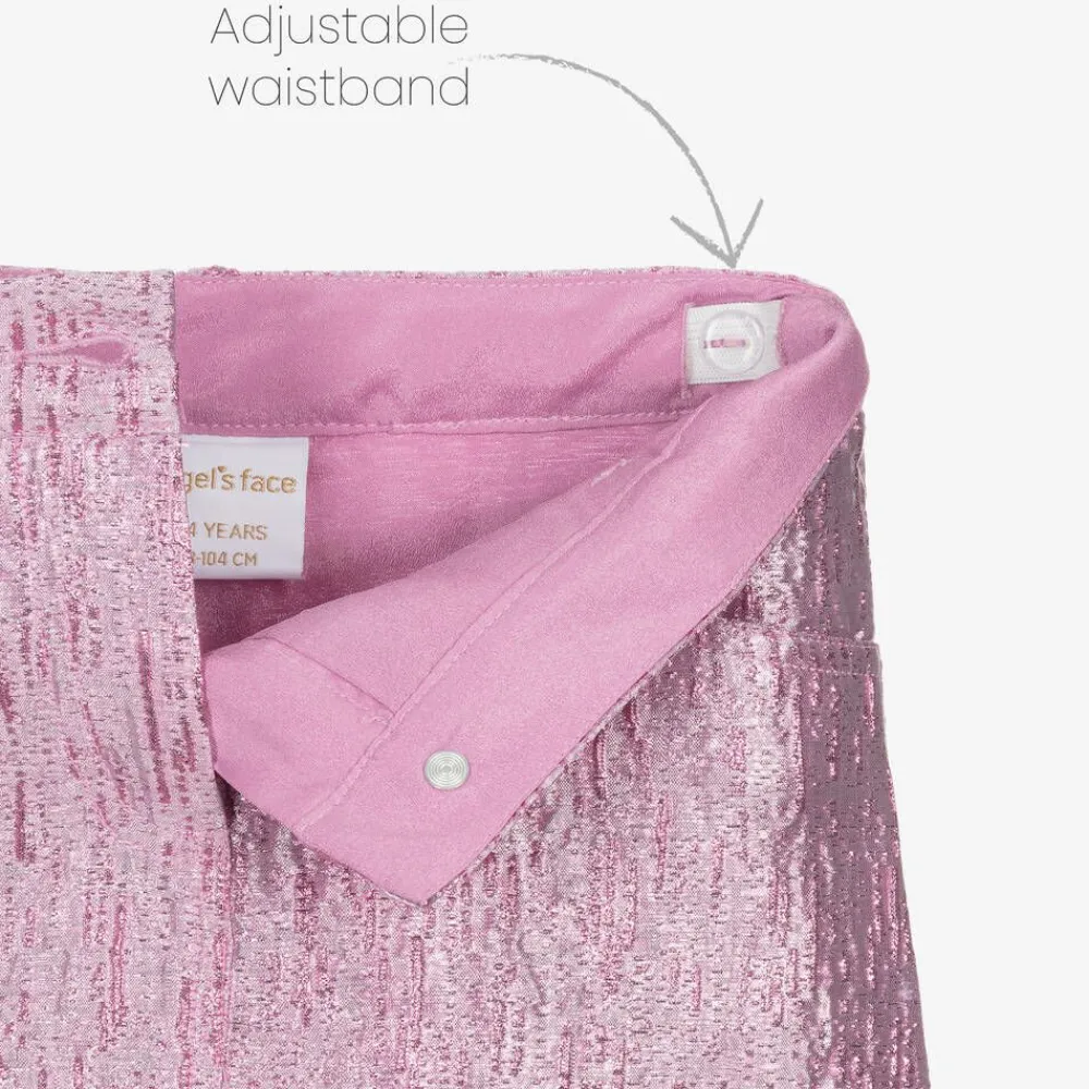 Angels Face Skirts*Girls Pink Metallic Jacquard Skirt OrchidPink