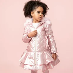 Caramelo Kids Coats & Jackets*Girls Pink Metallic Quilted Coat