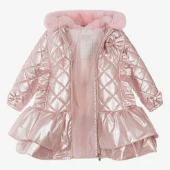 Caramelo Kids Coats & Jackets*Girls Pink Metallic Quilted Coat