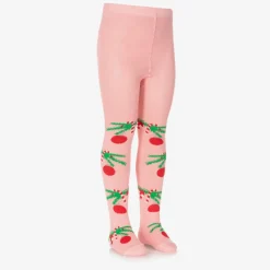 Wauw Capow Tights|Tights*Girls Pink Organic Cotton Festive Tights