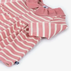 Petit Bateau Dresses*Girls Pink Organic Cotton Striped Dress
