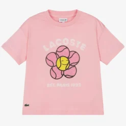 Lacoste Tops*Girls Pink Organic Cotton T-Shirt