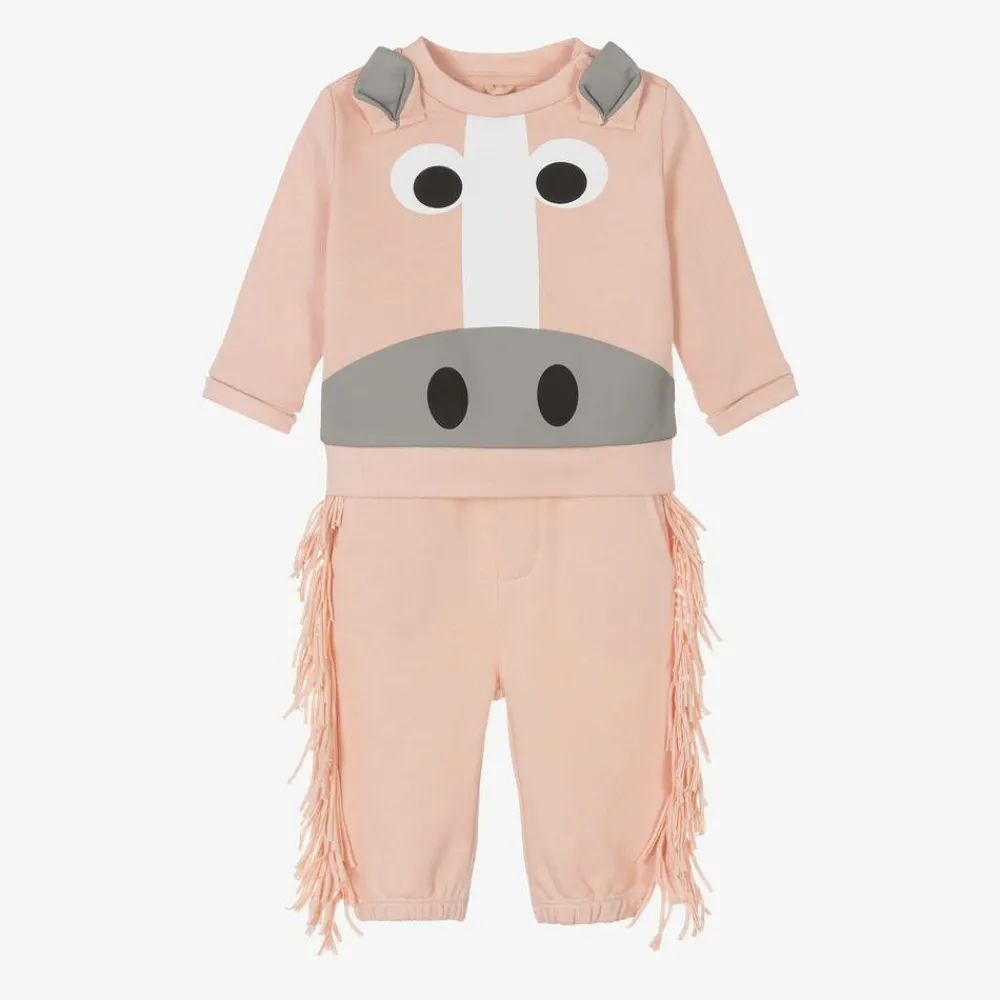 Stella McCartney Kids Tracksuits*Girls Pink Organic Cotton Horse Tracksuit