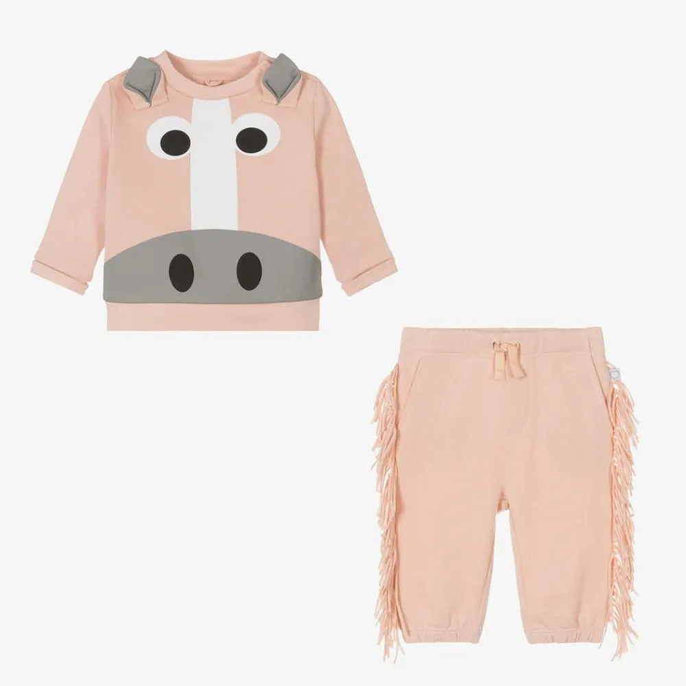 Stella McCartney Kids Tracksuits*Girls Pink Organic Cotton Horse Tracksuit