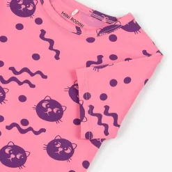 Mini Rodini Tops*Girls Pink Organic Cotton Cats T-Shirt