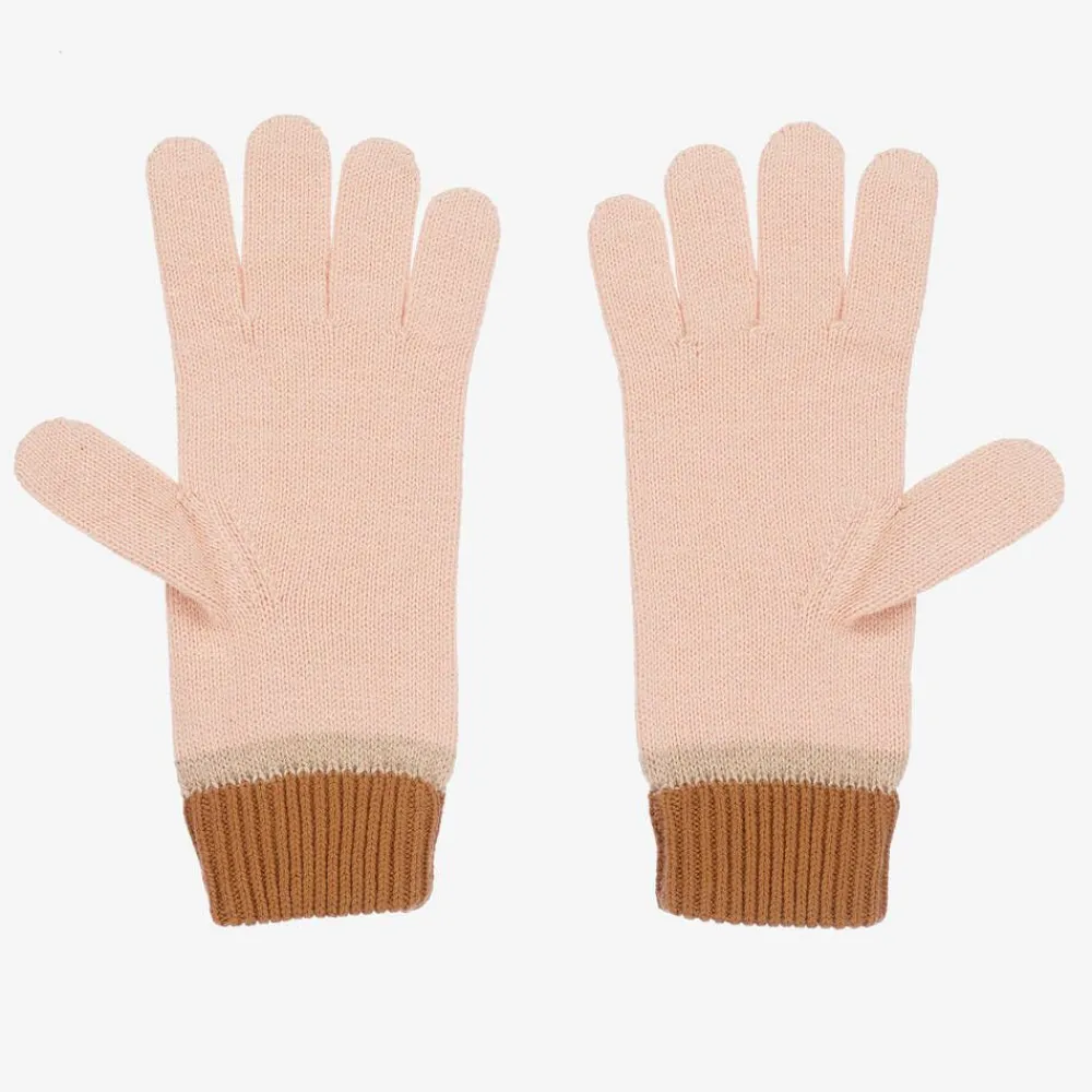Chloé Gloves & Mittens*Girls Pink Organic Cotton Knit Gloves