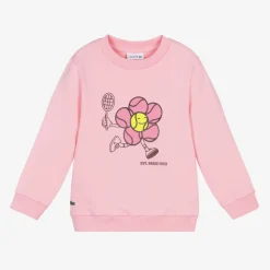 Lacoste Tops*Girls Pink Organic Cotton Sweatshirt