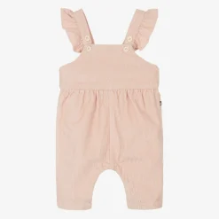 Petit Bateau Trousers*Girls Pink Organic Cotton Dungarees