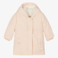 Chloé Coats & Jackets*Girls Pink Padded Embroidered Coat
