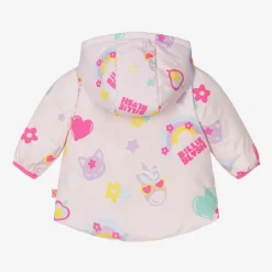Billieblush Coats & Jackets*Girls Pink Padded Rainbow Cat Jacket