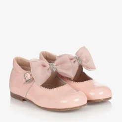 Childrens Classics Bar Shoes*Girls Pink Patent Bow Shoes