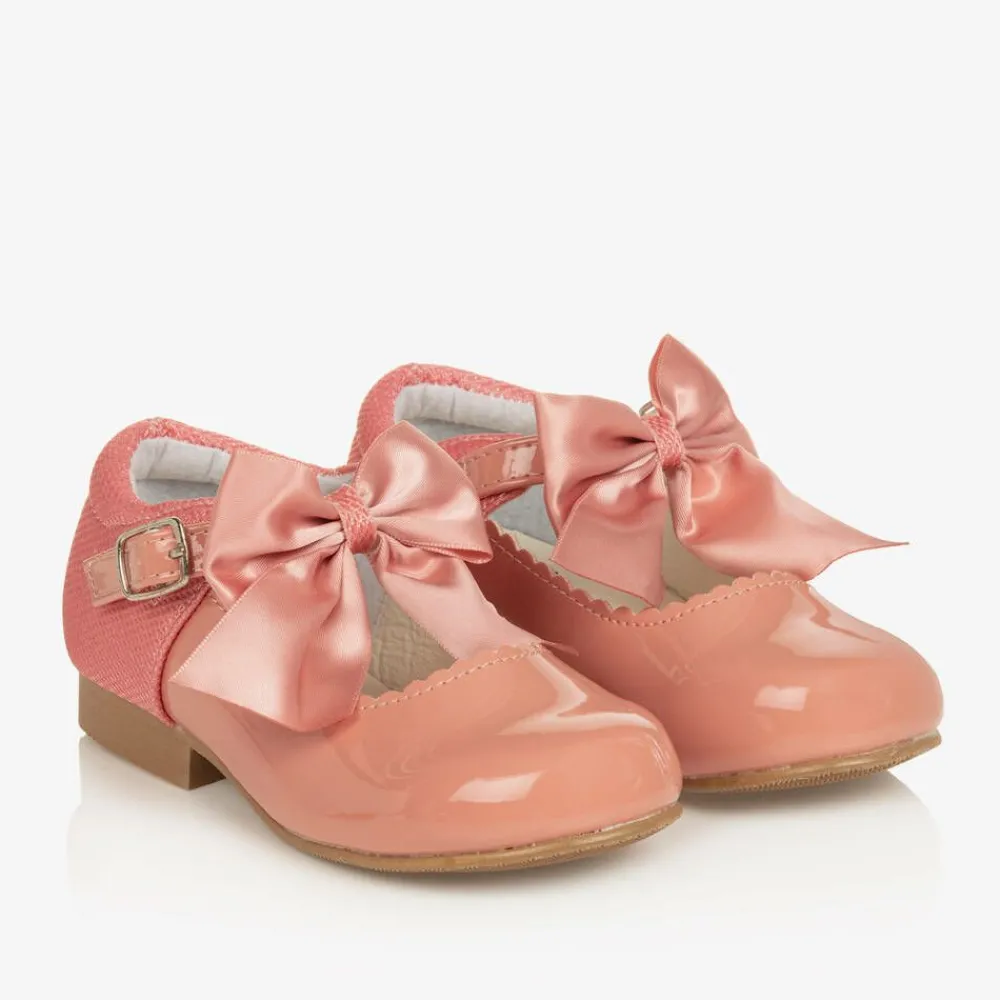 Sevva Bar Shoes*Girls Pink Patent Faux Leather Bow Shoes