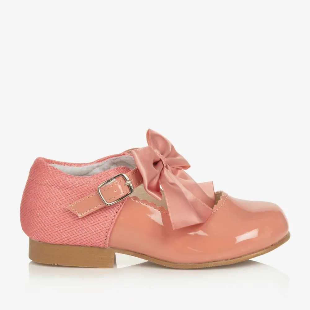 Sevva Bar Shoes*Girls Pink Patent Faux Leather Bow Shoes
