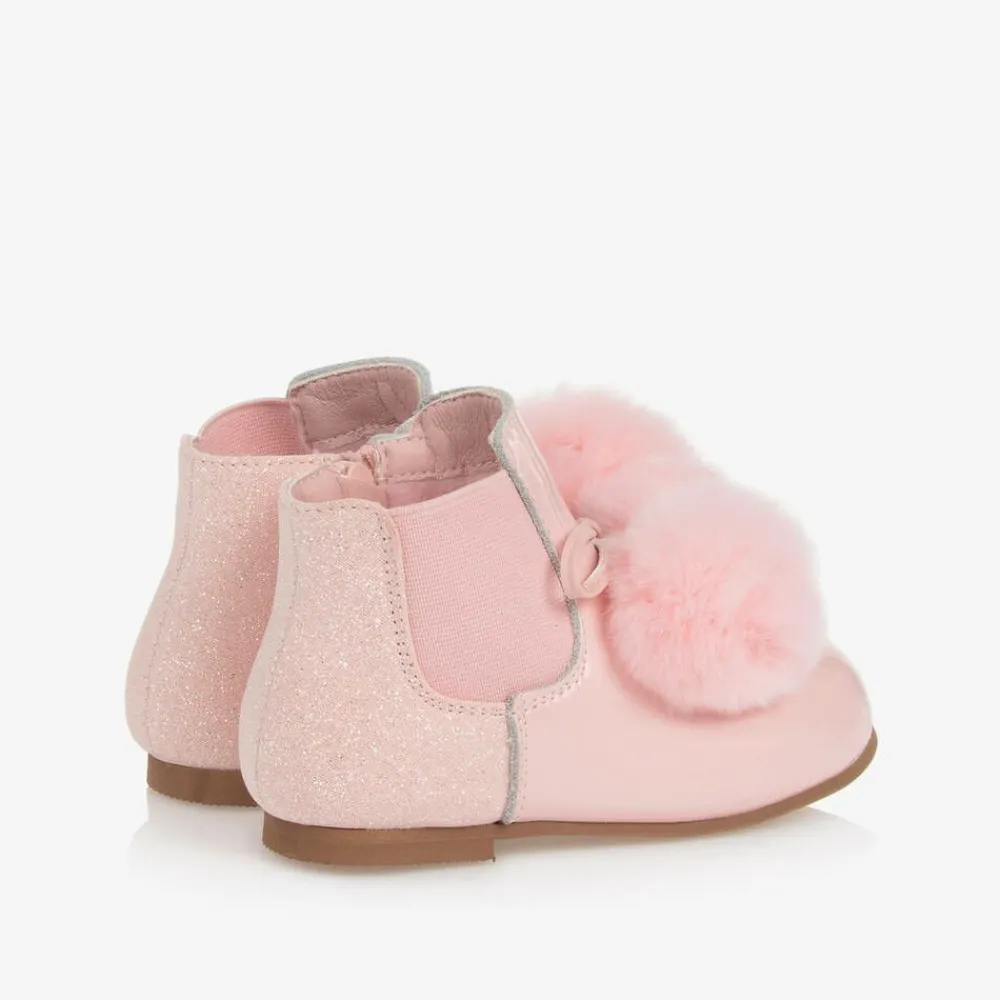 Beau KiD Boots*Girls Pink Patent Leather Pom-Pom Boots