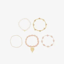 Angels Face Jewellery*Girls Pink Pearl Bracelets (5 Pack) TeaRose