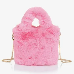 Monnalisa Bags*Girls Pink Plush Handbag (21cm)