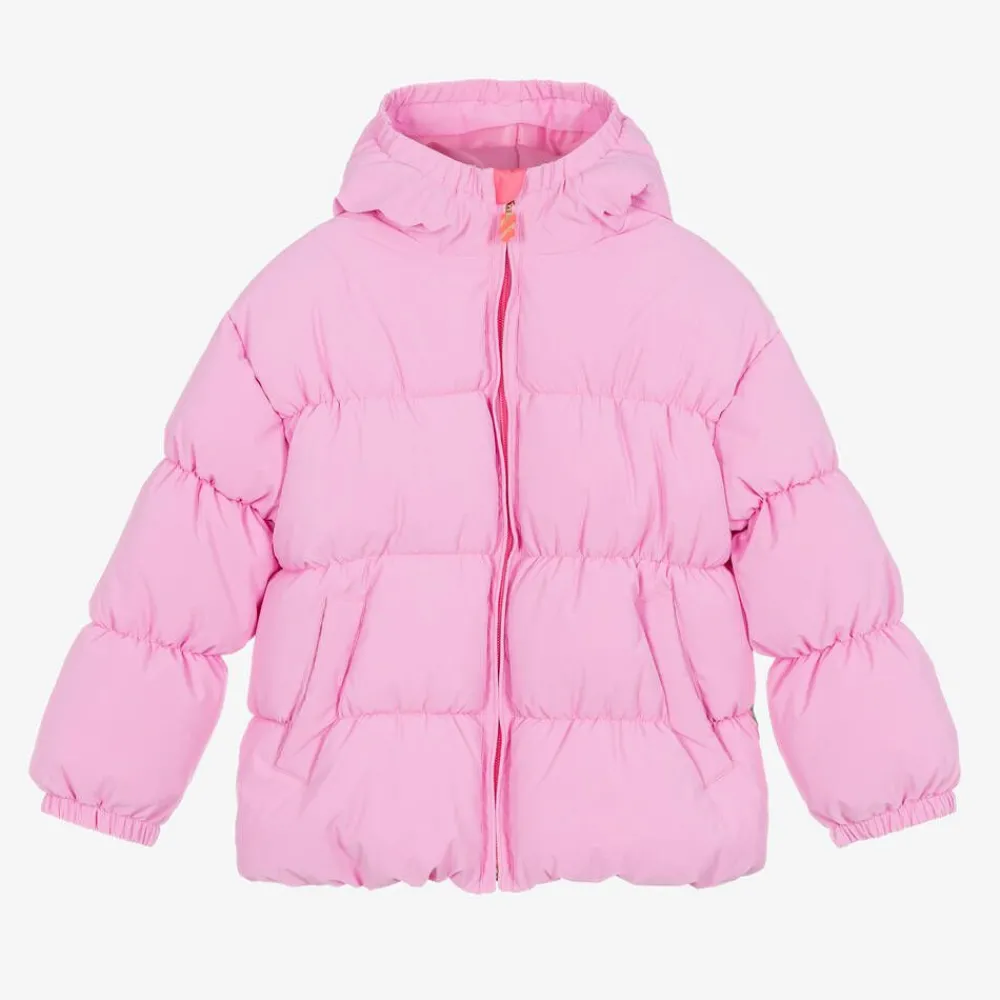 Billieblush Coats & Jackets*Girls Pink Puffer Rainbow Jacket
