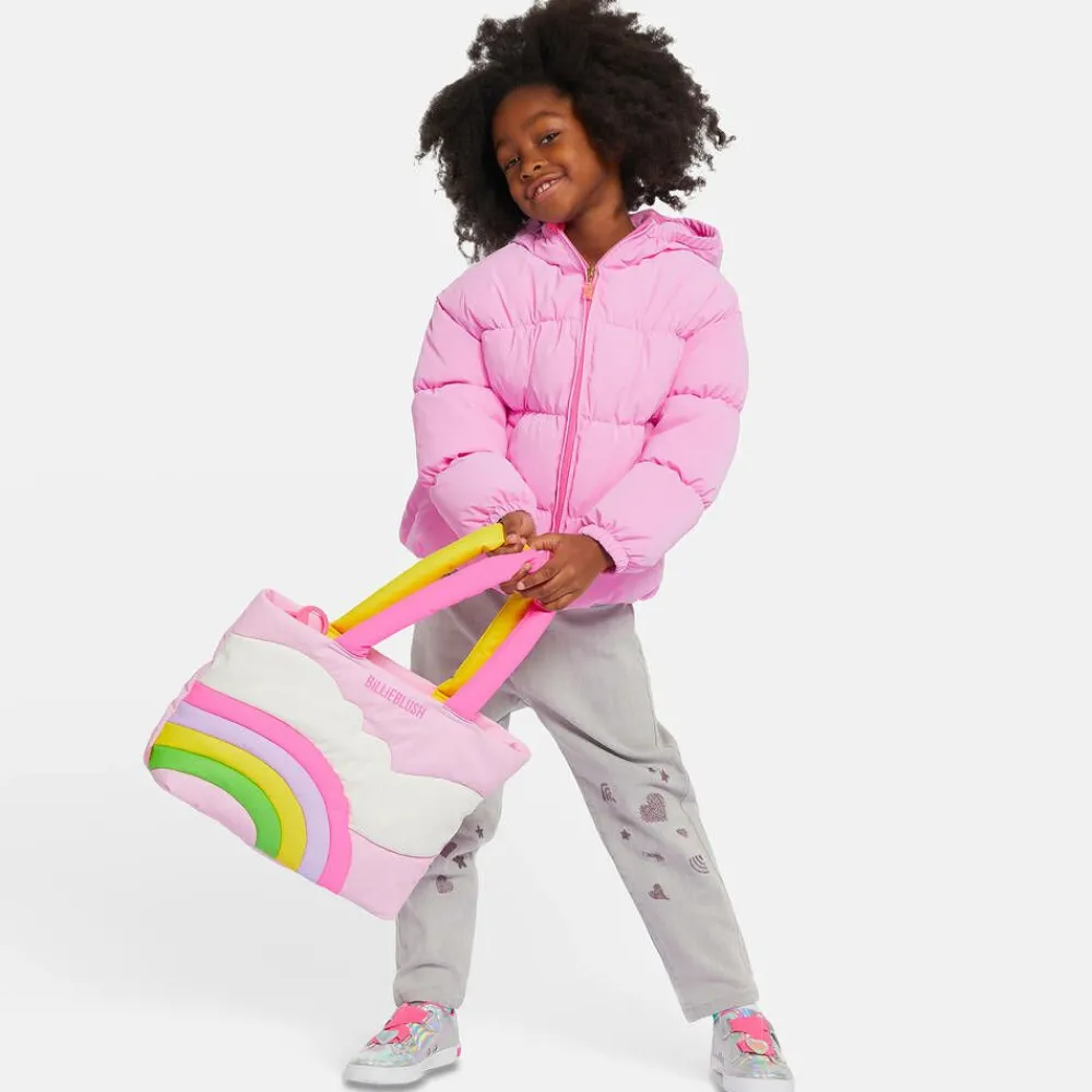 Billieblush Coats & Jackets*Girls Pink Puffer Rainbow Jacket