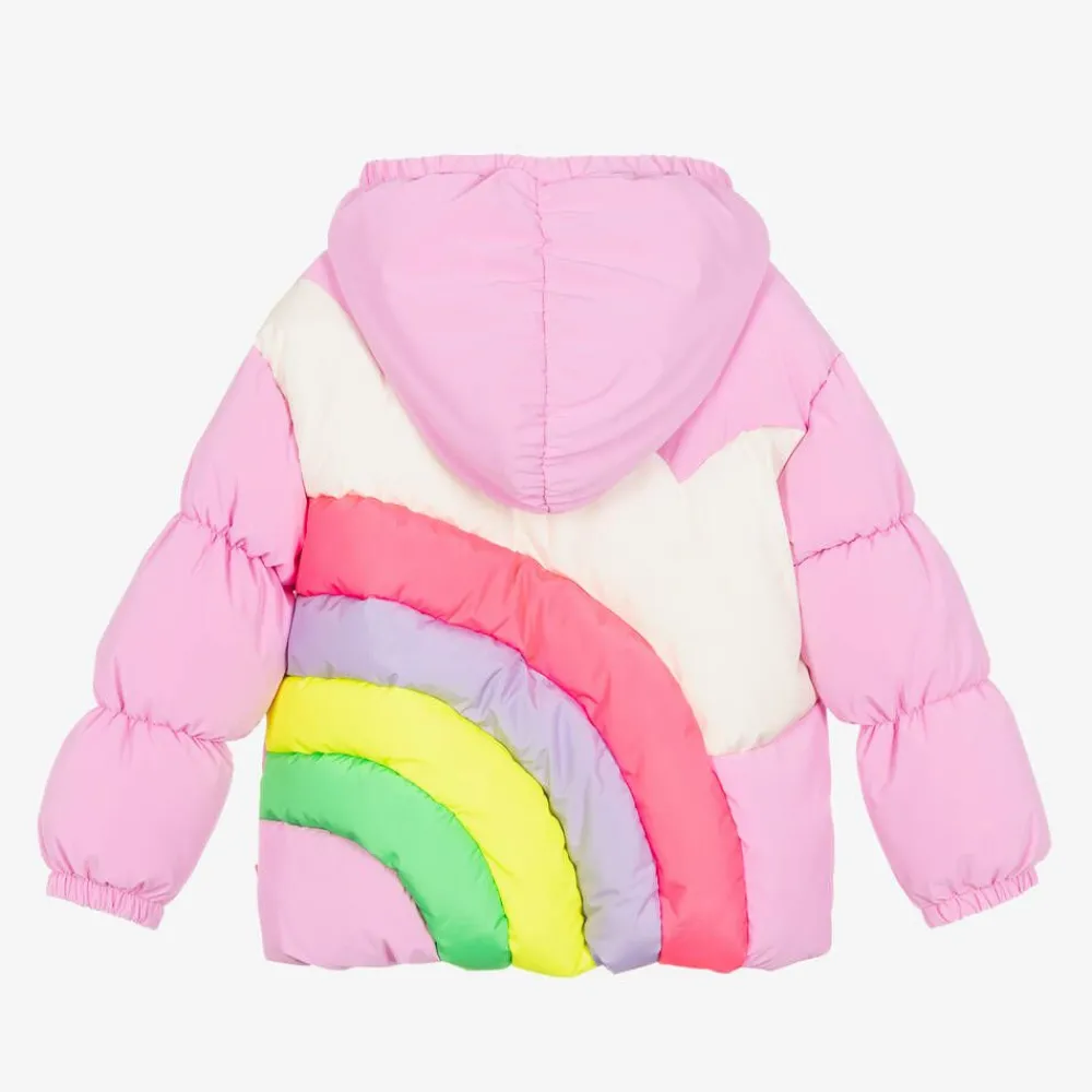 Billieblush Coats & Jackets*Girls Pink Puffer Rainbow Jacket