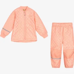 CeLaVi Coats & Jackets*Girls Pink Quilted Jacket & Trouser Set