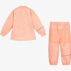 CeLaVi Coats & Jackets*Girls Pink Quilted Jacket & Trouser Set
