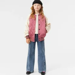 Molo Coats & Jackets*Girls Pink Quilted Satin Bomber Jacket DarkRose