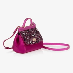 Dolce amp; Gabbana Bags*Girls Pink Rhinestones Sicily Bag (14cm)