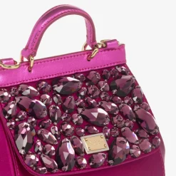 Dolce amp; Gabbana Bags*Girls Pink Rhinestones Sicily Bag (14cm)