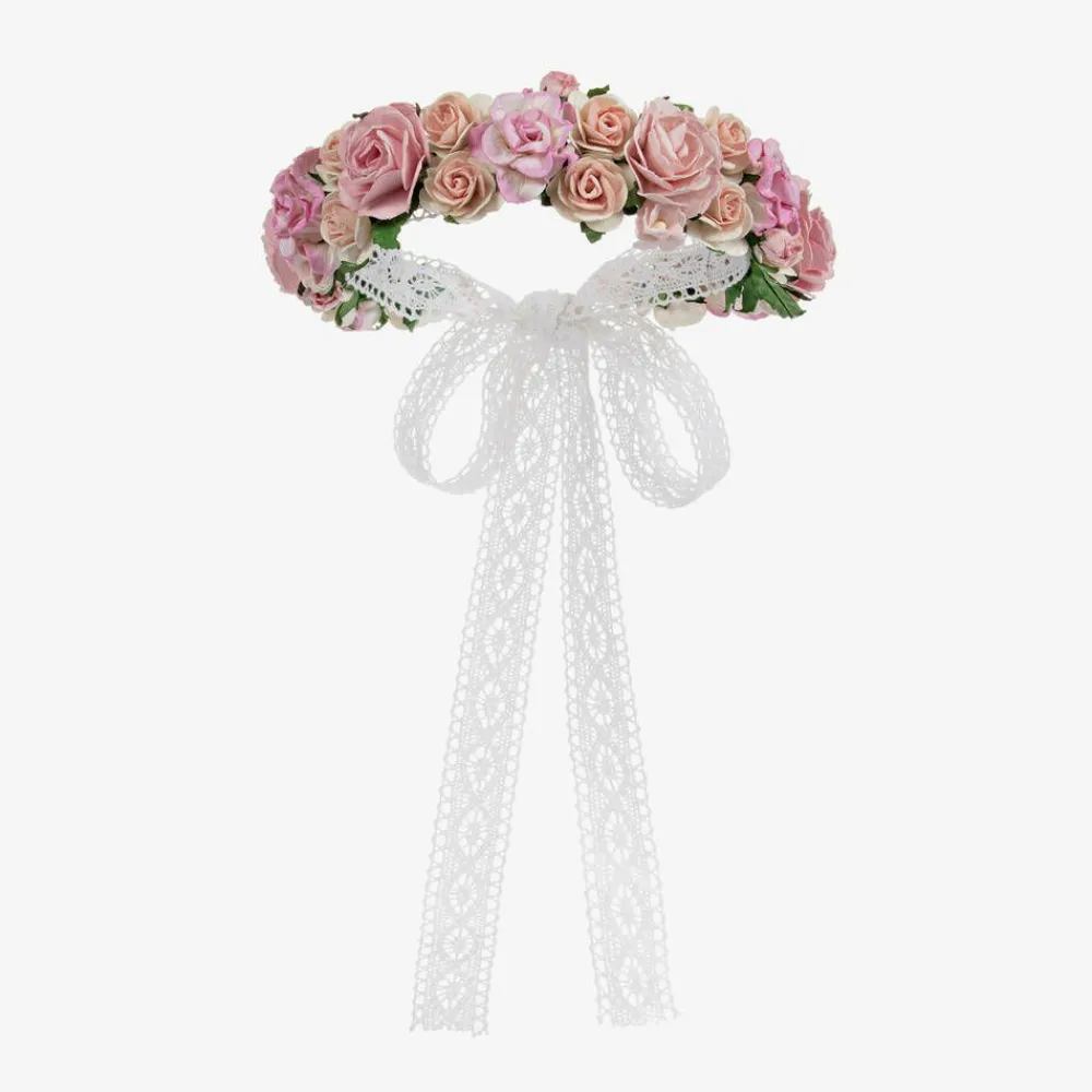 Sienna Likes To Party Hair Accessories*Girls Pink Rose & Lace Garland