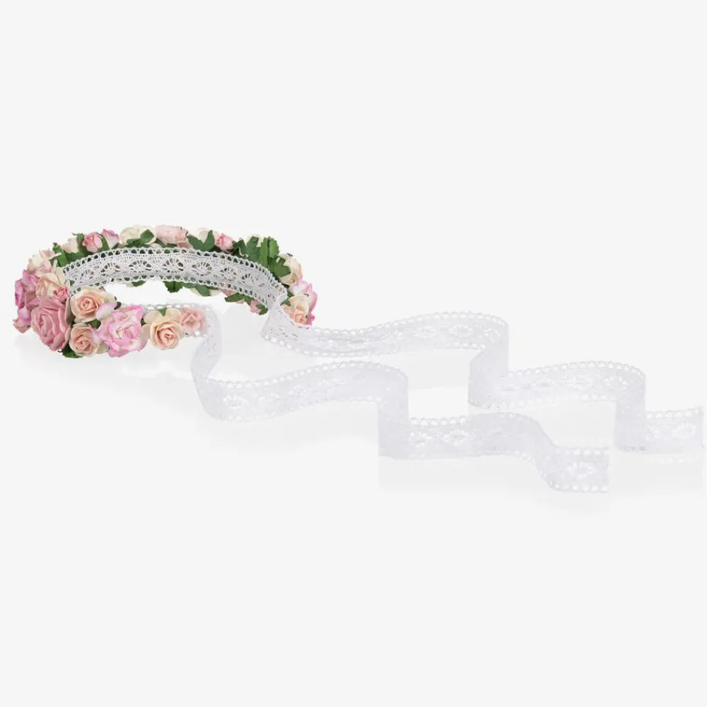 Sienna Likes To Party Hair Accessories*Girls Pink Rose & Lace Garland