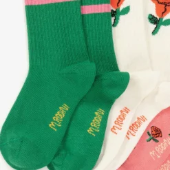 Mini Rodini Socks*Girls Pink Roses Organic Cotton Socks (3 Pack)