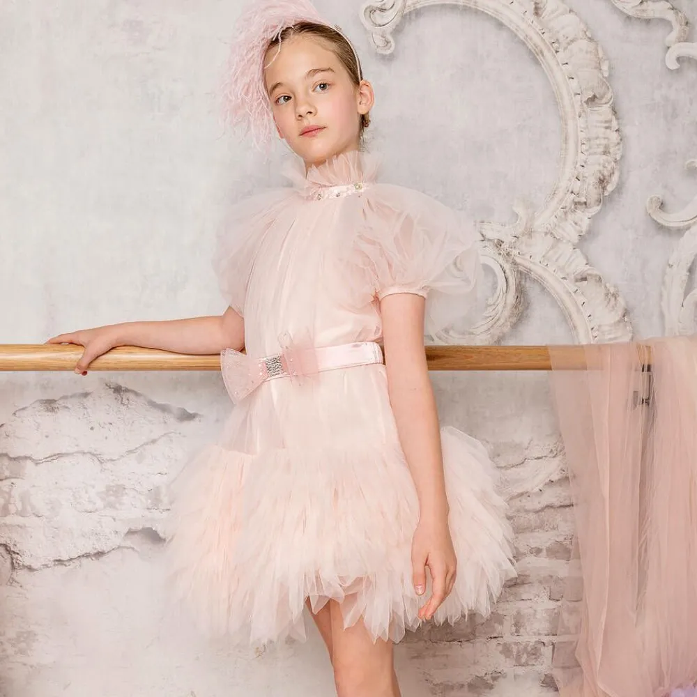 Tutu du Monde Clothing Accessories*Girls Pink Satin Sequin Bow Belt